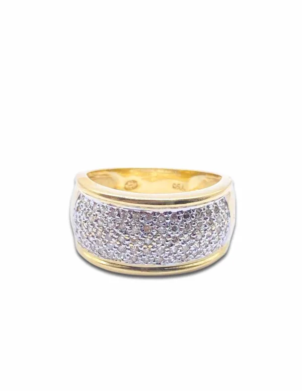 Bague Jonc Or Jaune 18k & Pavage Diamants