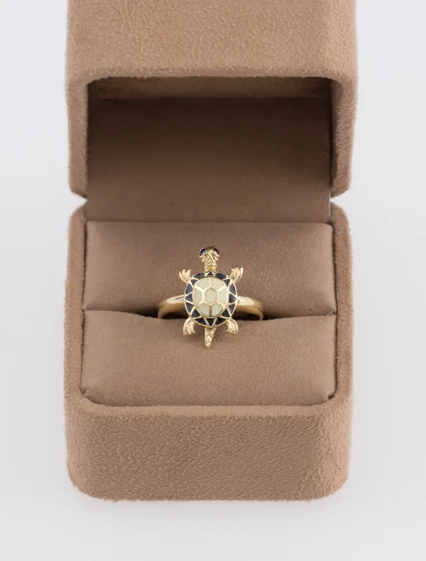 Bague Tortue Or Jaune et Email