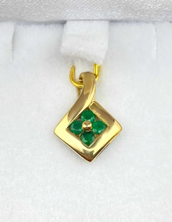 Pendentif Or Jaune 18k & Emeraudes