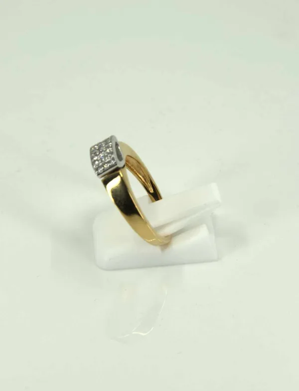 Bague Vintage Or Jaune, Or Blanc Pavée Diamants