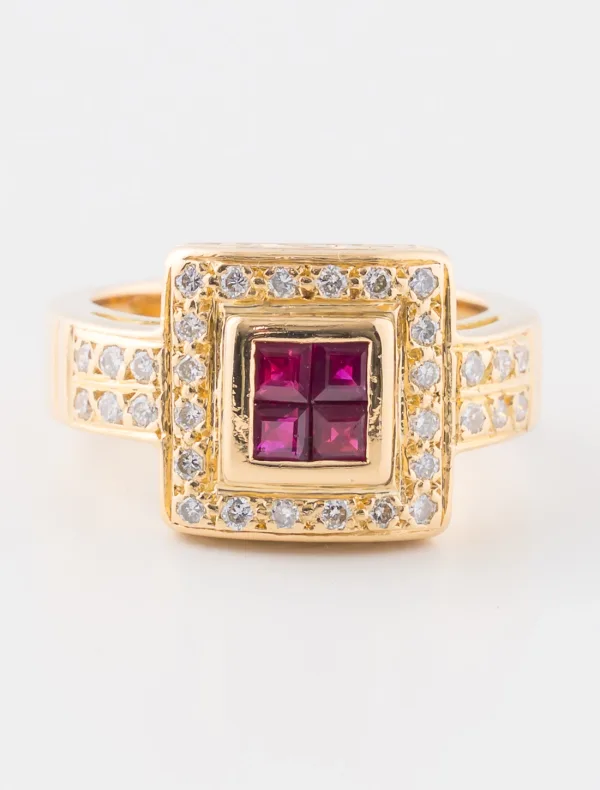 Bague Rubis & Diamants Or Jaune