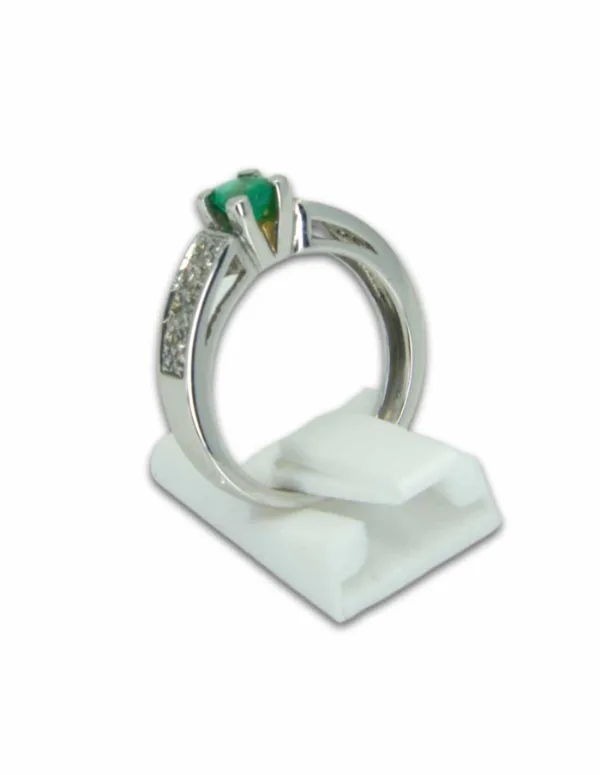 Bague Or Blanc, Emeraude & Diamants