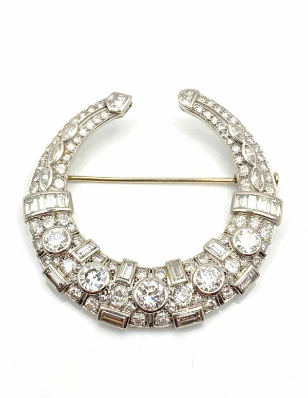 Broche Platine, Or Blanc & Diamants