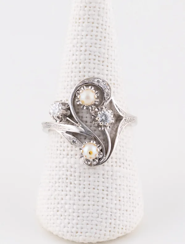Bague Perles & Diamants Or Blanc