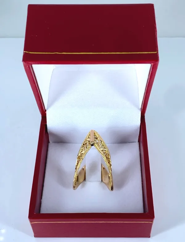 Bague Filigrane en V Or Jaune 18K