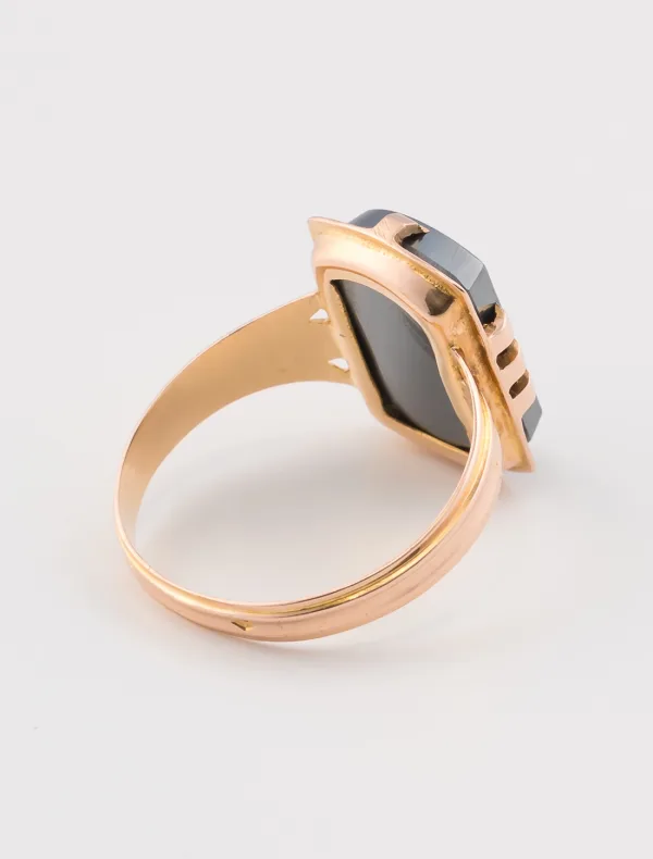 Bague Vintage Or Rose & Hématite