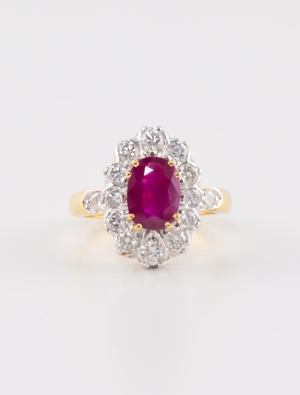 Bague Marguerite Or, Rubis & Diamants