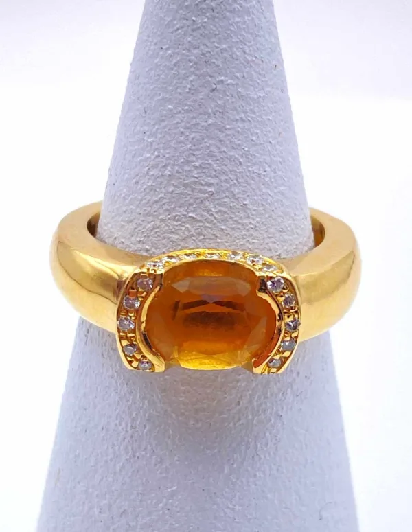 Bague Or Jaune Citrine & Diamants