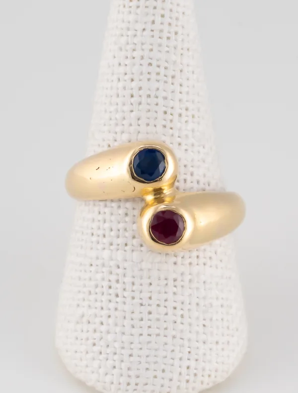 Bague Toi & Moi Vintage Saphir & Rubis