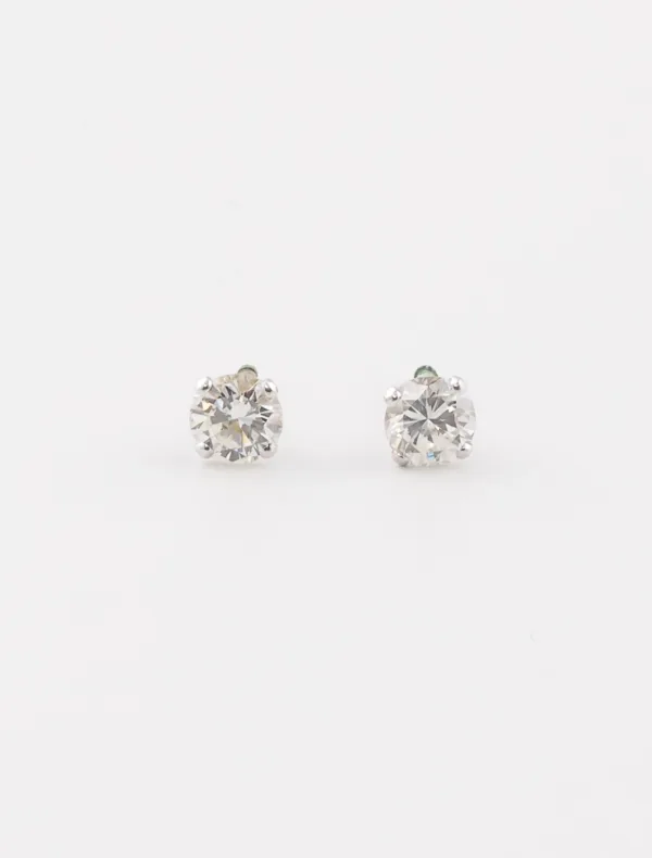 Clous d'Oreilles Solitaires Or blanc