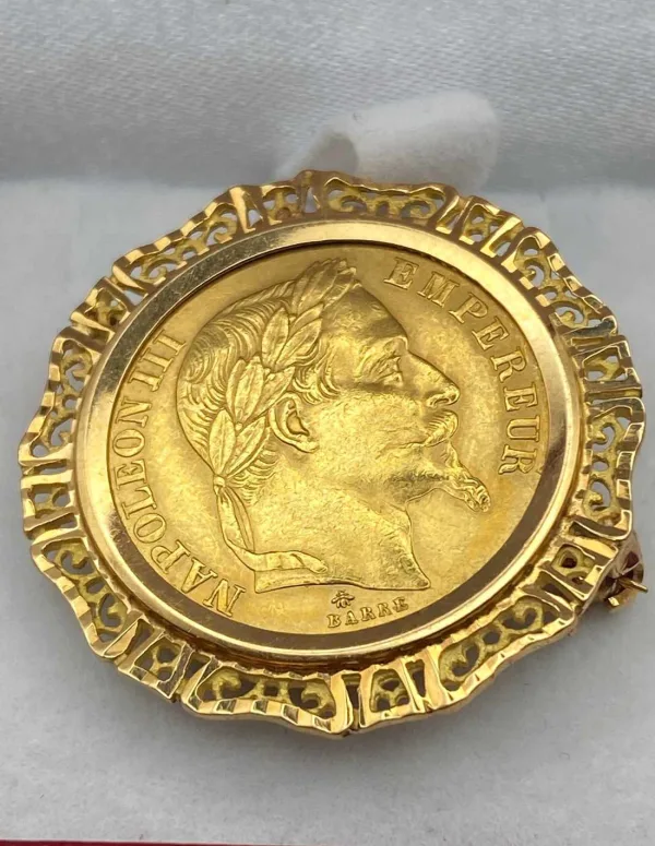 Broche / Pendentif Pièce Or Napoléon Montée