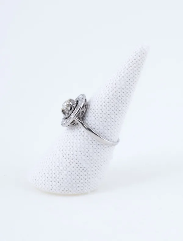 Bague Cible Ancienne Platine & Diamants