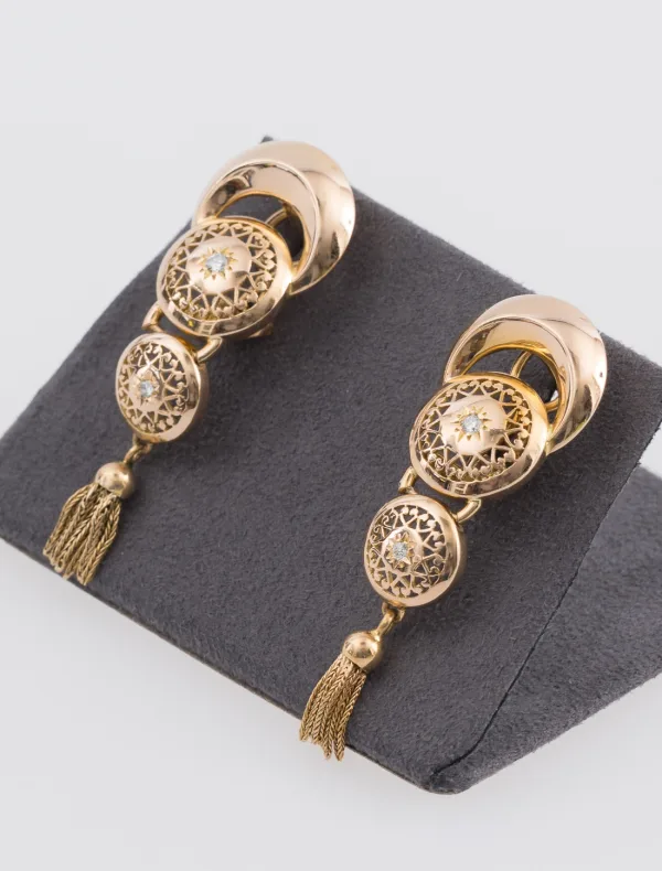 Paire Boucles d'Oreilles Vintage Or & Diamants