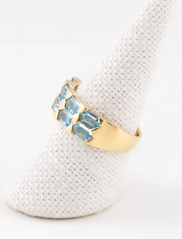 Bague Jarretière Or Jaune & Topazes