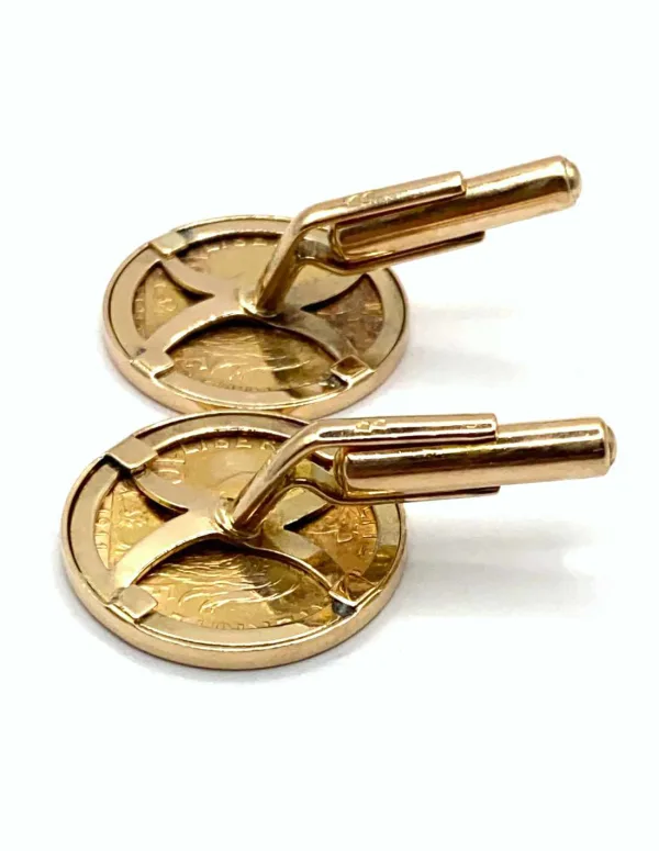 Paire de boutons de manchette (pièces 10 francs) Marianne