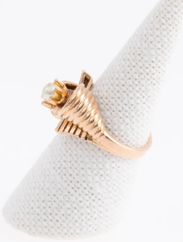 Bague Ecureuil Vintage Or Rose & Perle
