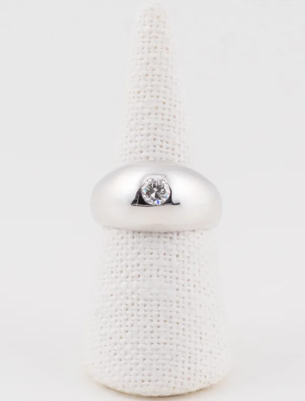 Bague Jonc Or Blanc & Solitaire