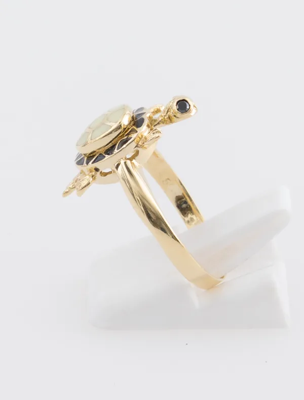 Bague Tortue Or Jaune et Email