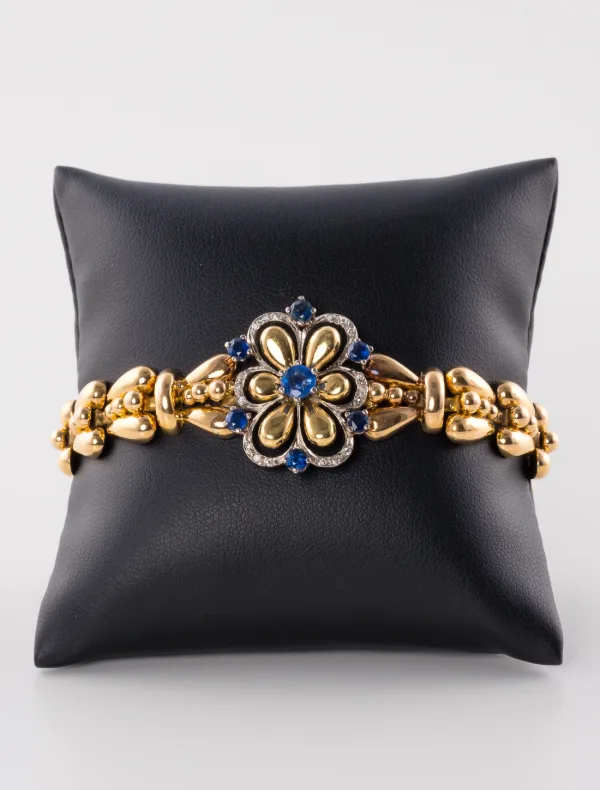 Bracelet Or Jaune, Saphirs & Diamants