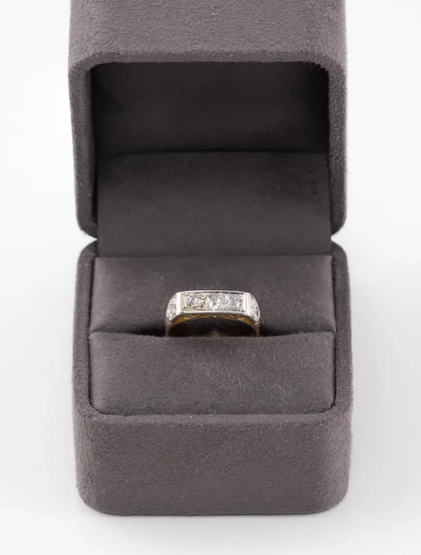 Bague Jarretière Rétro Or, Platine & Diamants
