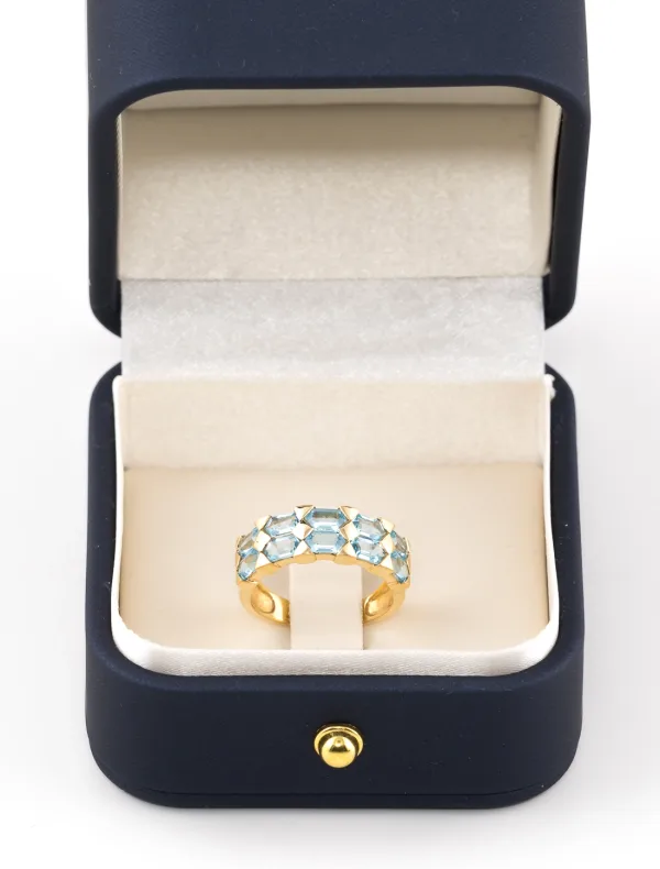 Bague Jarretière Or Jaune & Topazes
