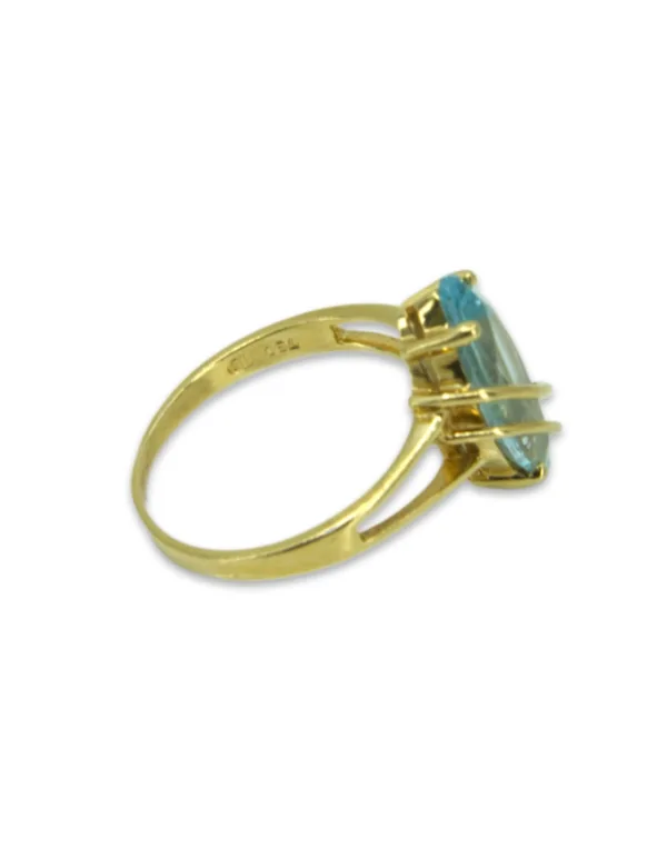 Bague Marquise Or Jaune 18K & Aigue Marine