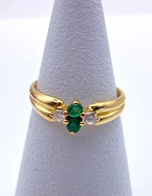 Bague Toi Et Moi Or Jaune Emeraudes & Diamants