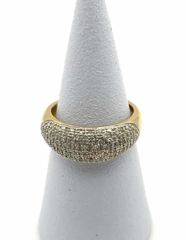 Bague Jonc en Or Jaune 18K Pavée de Diamants