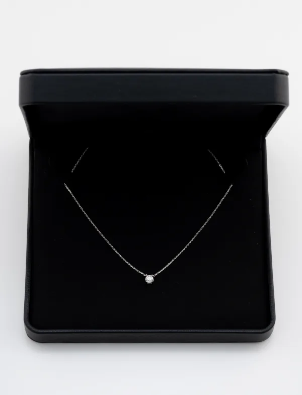 Collier Solitaire Or Blanc