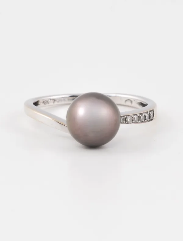 Bague Or Blanc Perle de Tahiti & Diamants
