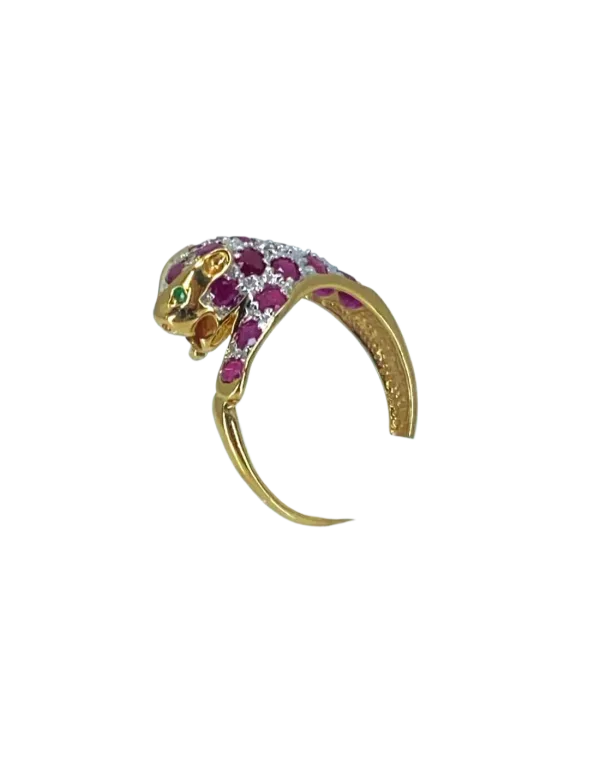 Bague Léopard Or, Rubis, Diamants & Emeraudes