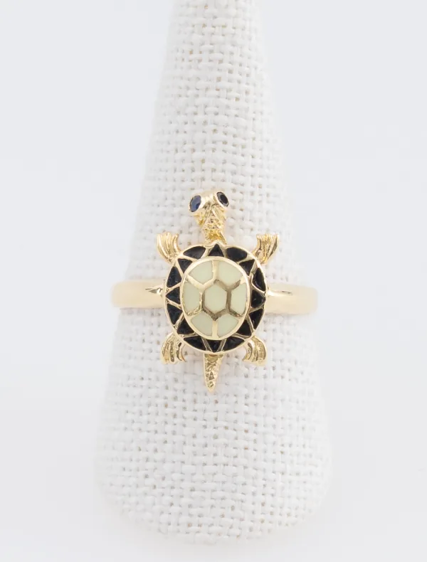 Bague Tortue Or Jaune et Email