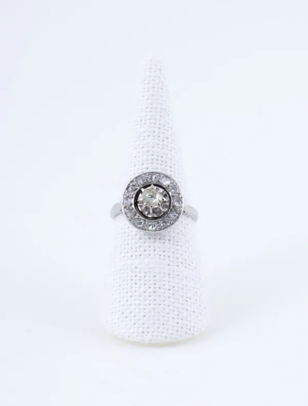 Bague Cible Ancienne Platine & Diamants