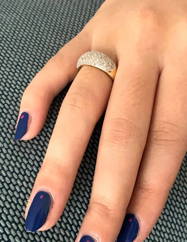 Bague Jonc en Or Jaune 18K Pavée de Diamants