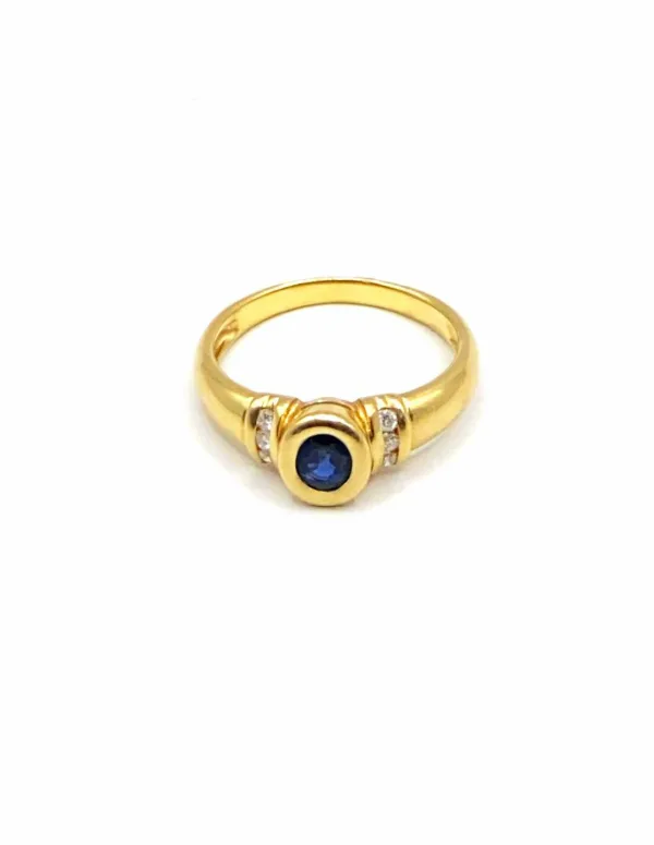 Bague Or Jaune 18k, Saphir & Diamants