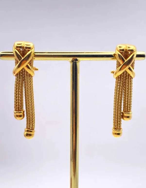 Boucles d'Oreilles Résille Vintage en Or Jaune