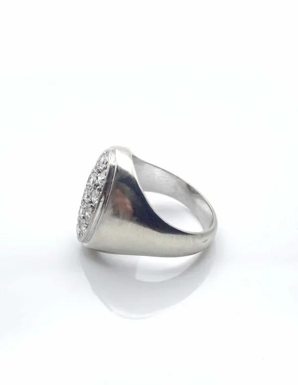Chevalière Or Blanc 18K & Diamants