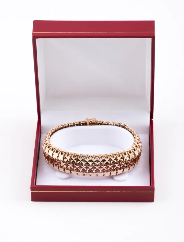 Bracelet Rétro Or Rose Mailles Fantaisies