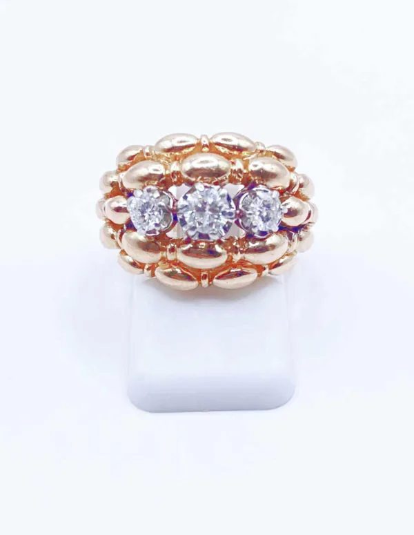 Superbe bague Vintage Or Rose & Diamants