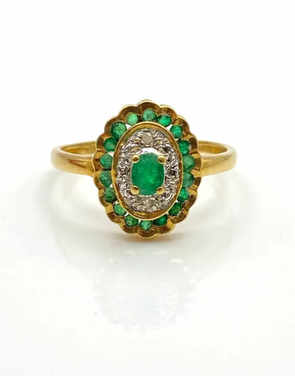 Bague Or, Emeraudes & Diamants
