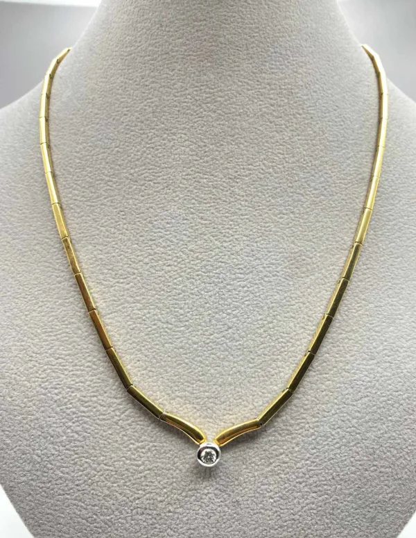 Collier Vintage Or & Diamant Solitaire