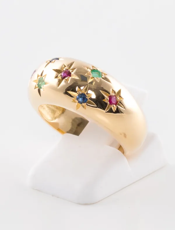 Bague Jonc Or Jaune & Pierres