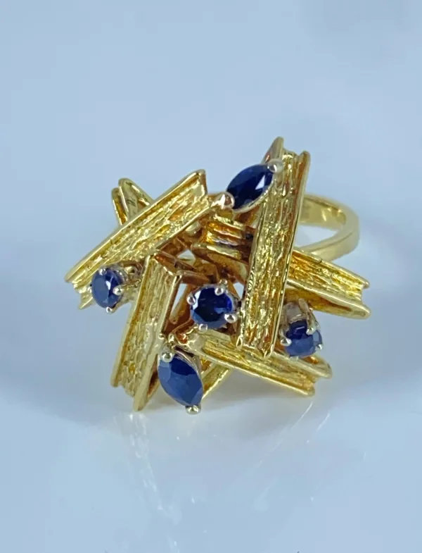 Bague Vintage Or Jaune & Saphirs