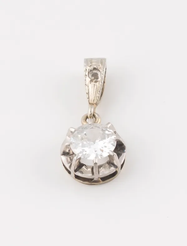 Pendentif Solitaire Or Blanc