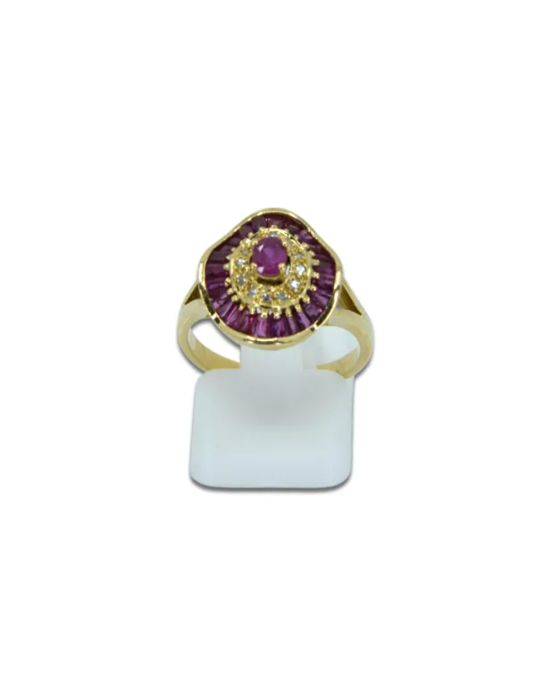 Bague Jupe Or Jaune & Saphirs Roses
