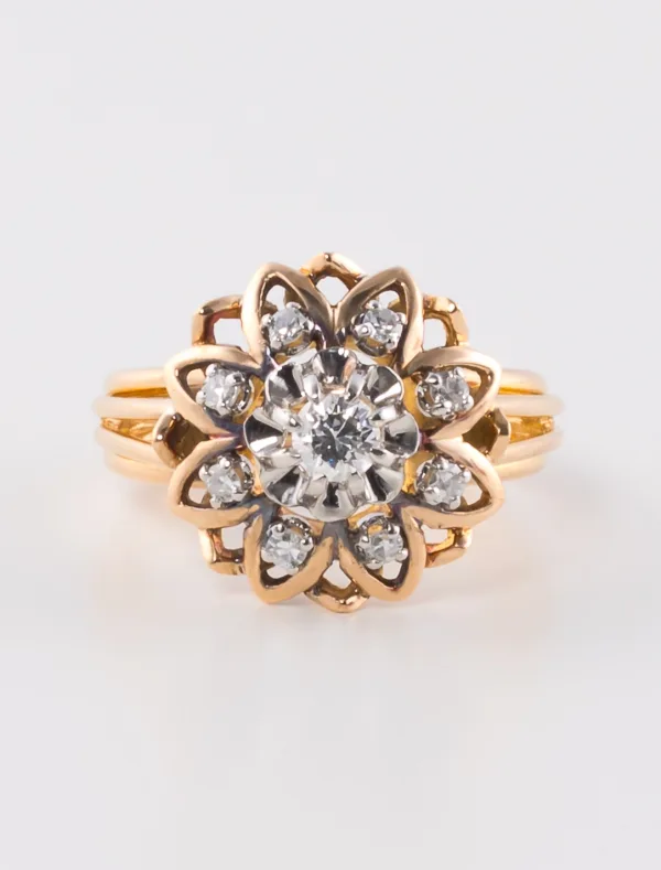Bague Vintage Or, Platine & Diamants