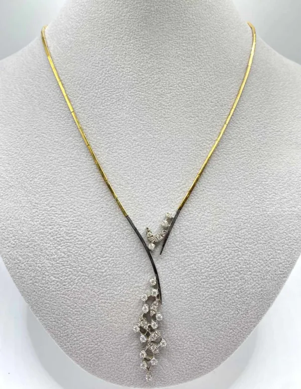 Collier Cravate Or Jaune Or blanc et Diamants
