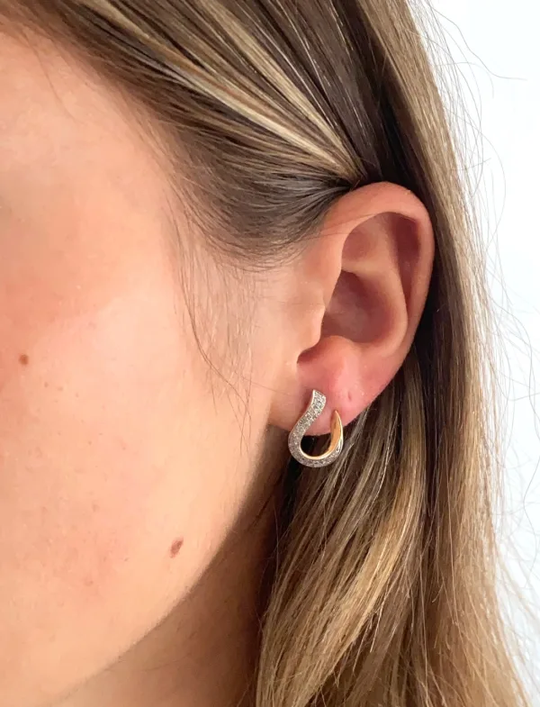 Boucles d'Oreille Or Jaune Pavées Diamants