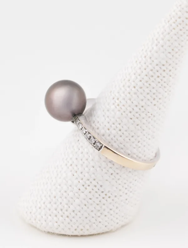 Bague Or Blanc Perle de Tahiti & Diamants