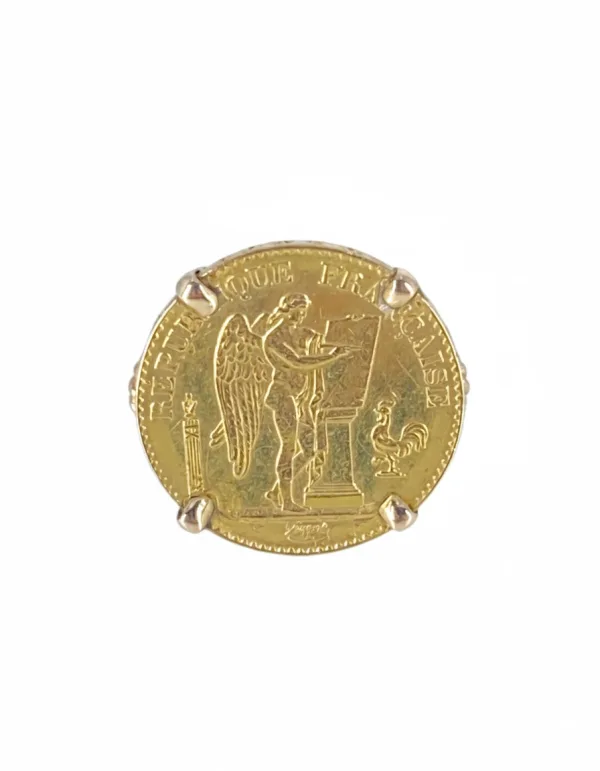 Bague porte pièce de 20 francs en or 18 carats